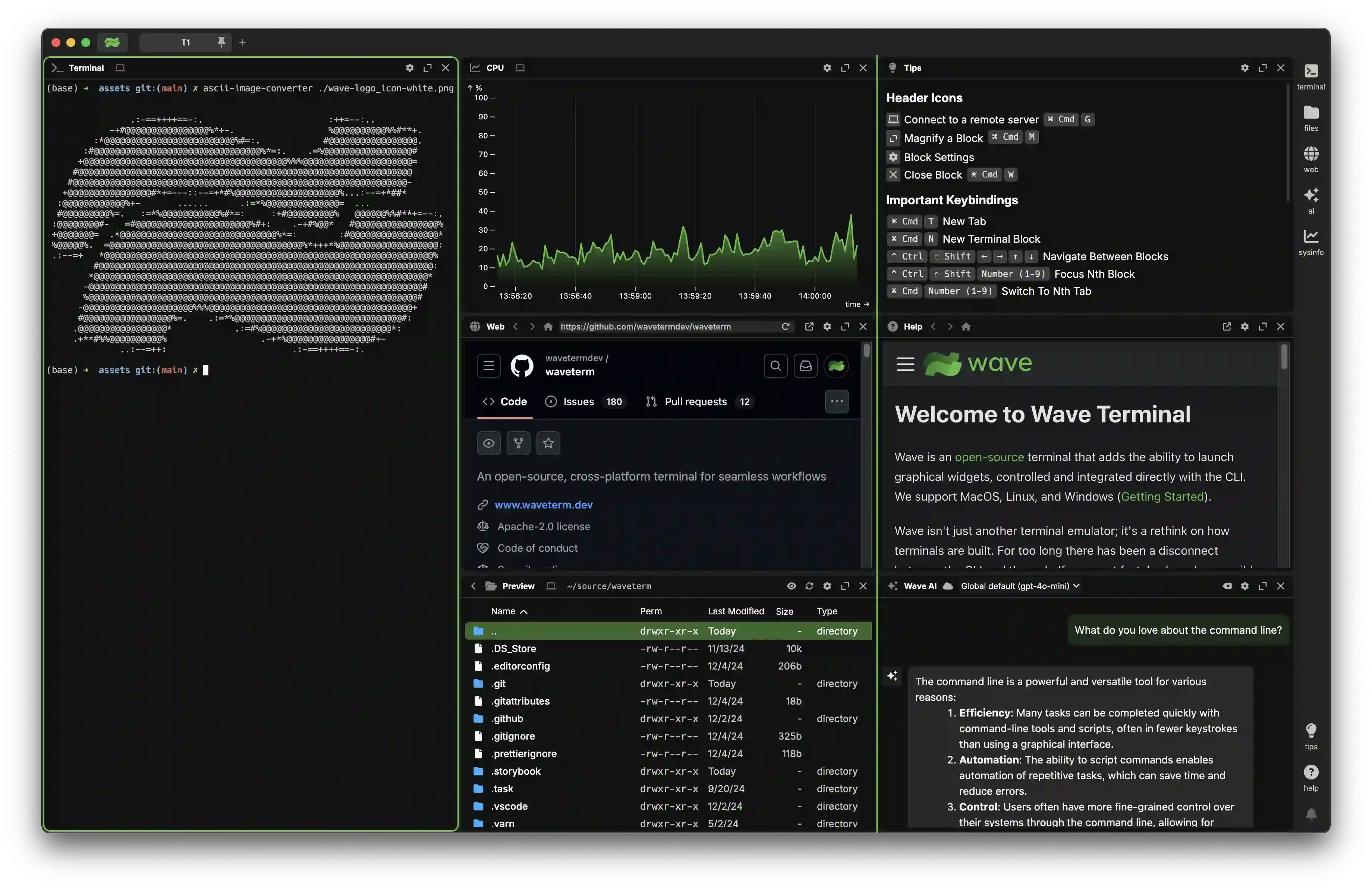 Wave Terminal 截图